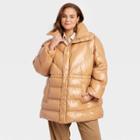 Women's Plus Size Puffer Jacket - A New Day Brown