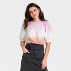 Women's Dip-dye Puff Short Sleeve Gauze Blouse - Universal Thread Purple