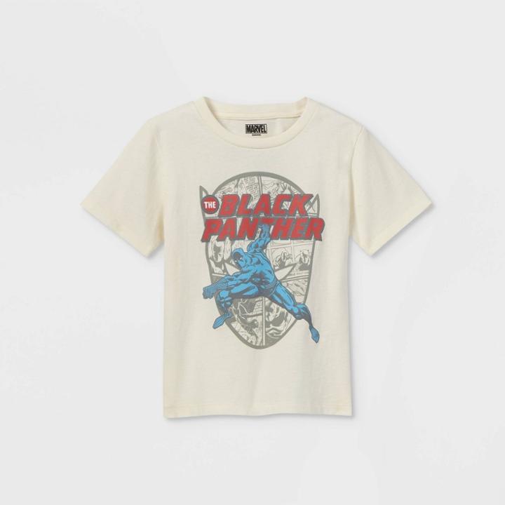 Marvel Toddler Boys' Black Panther Short Sleeve Graphic T-shirt - Cream