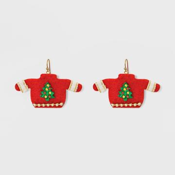 Target Christmas Sweater Earrings - Green/red