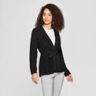 Women's Long Sleeve Belted Wrap Cardigan - A New Day Black