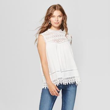 Johnpaulrichard Women's Crochet Mock Neck Tank Top - John Paul Richard - White