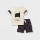 Warner Bros. Toddler Boys' Batman 'fight For Justice' Jersey Short Sleeve Top And Bottom Set - Cream