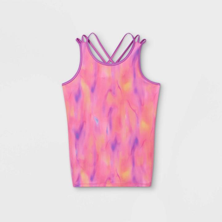 Girls' Racerback Tank Top - All In Motion Bright Pink