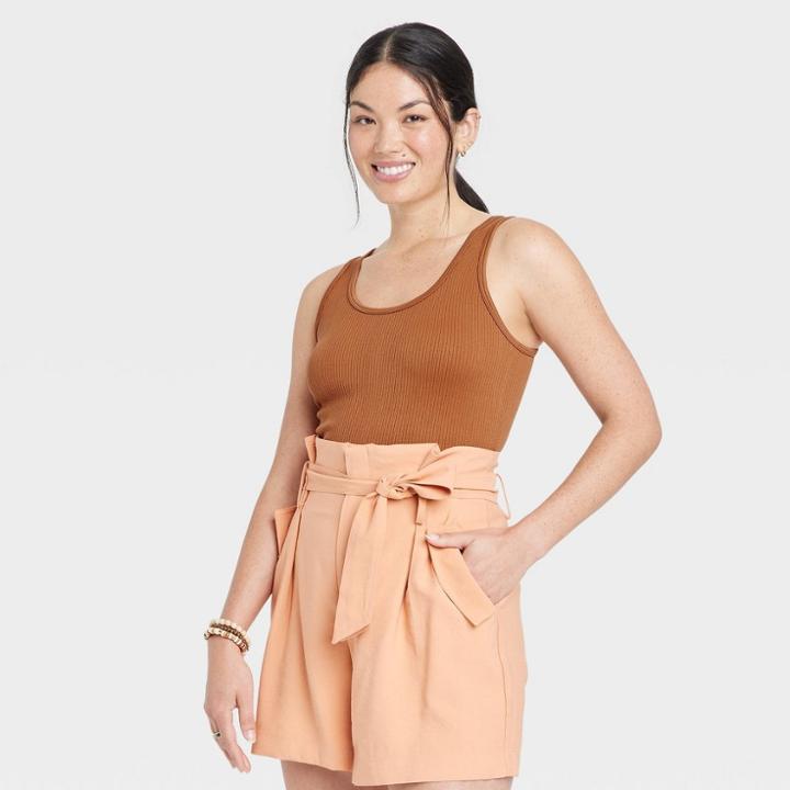 Women's Seamless Slim Fit Tank Top - A New Day Brown