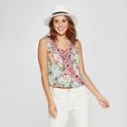 Women's Floral Print Lace-up Tank Top - 3hearts (juniors') Mint