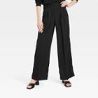 Women's High-rise Wide Leg Fluid Pants - A New Day Black