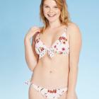 Women's Tie Front Triangle Bikini Top - Xhilaration Floral Print S, Women's, Size: