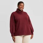 Women's Plus Size Turtleneck Leisure Tunic Sweatshirt - Ava & Viv Red X