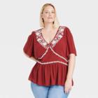 Women's Plus Size Short Sleeve Embroidered Top - Knox Rose