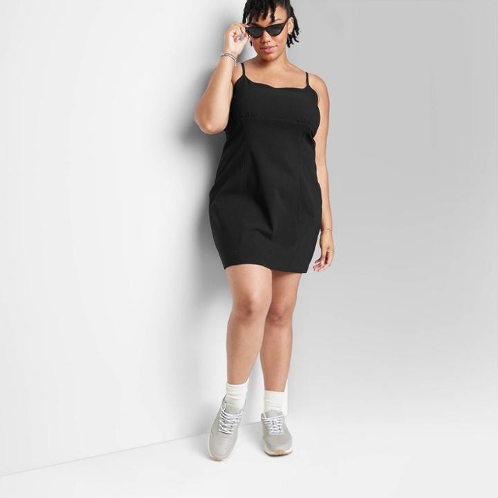 Women's Plus Size Sleeveless Woven Bodycon Dress - Wild Fable Black