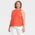 Women's Plus Size Satin Racer Tank Top - A New Day Orange