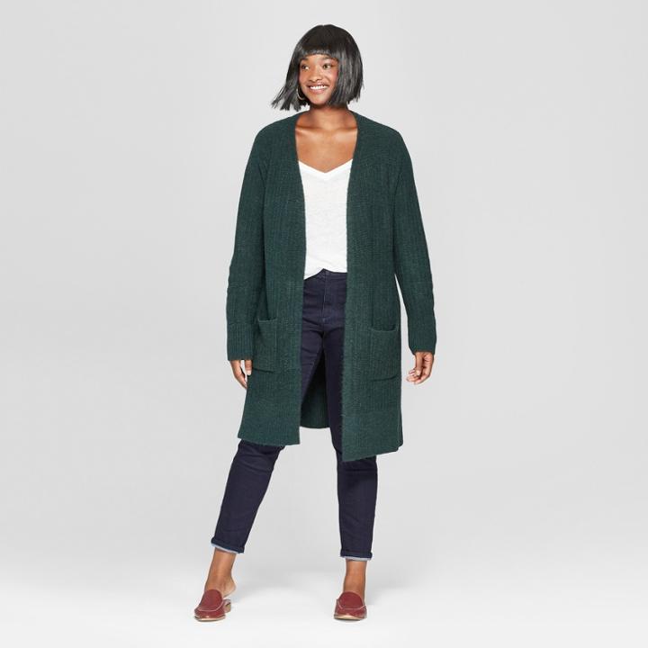 Women's Plus Size Duster Open Cardigan - Universal Thread Jade (green) X
