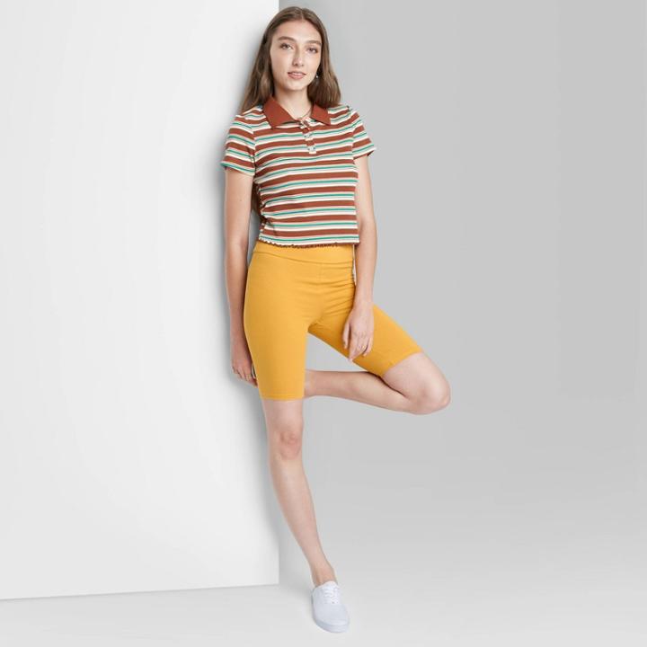 Women's High-rise Bike Shorts - Wild Fable Mustard Yellow