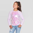 Girls' Long Sleeve Sequin Pullover - Cat & Jack Lilac Xs, Girl's, Purple