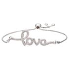Target Adjustable Bracelet With Love Clear Cubic Zirconias In Silver Plate - Clear/gray