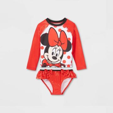 Minnie Mouse Toddler Girls' 2pc Minnie Rash Guard