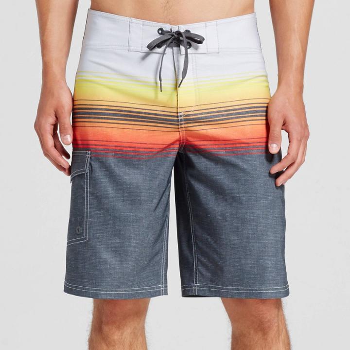 Mossimo Supply Co. Men's Board Shorts Ombre Stripe Orange 32 - Mossimo