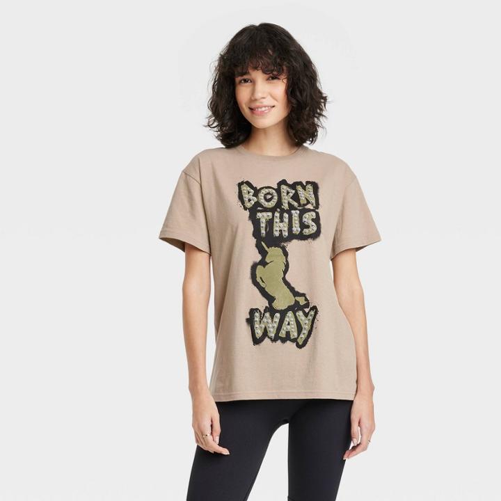 Women's Lady Gaga Born This Way Short Sleeve Graphic T-shirt - Beige