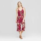 Women's Floral Print Strappy Tie Front Cropped Knit Jumpsuit - Xhilaration Red