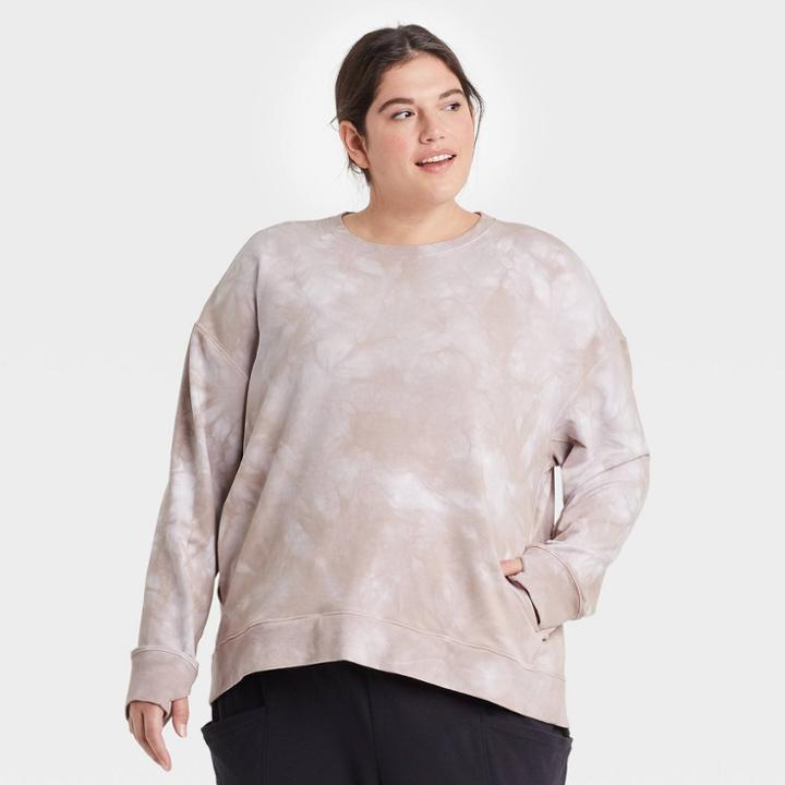 Women's Plus Size Tie-dye Crewneck Sweatshirt - All In Motion Dark Gray