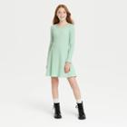 Girls' Skater Long Sleeve Dress - Art Class Mint