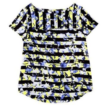 Peter Pilotto For Target Top -green Floral Stripe Print L