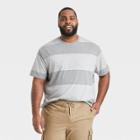 Men's Big & Tall Striped Standard Fit Short Sleeve Crewneck T-shirt - Goodfellow & Co Gray/rugby
