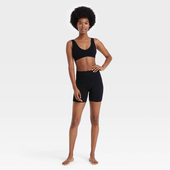 Women's Seamless Ribbed Lounge Bike Shorts - Colsie Black