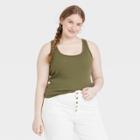 Women's Plus Size Slim Fit Rib Racerback Tank Top - Universal Thread Green