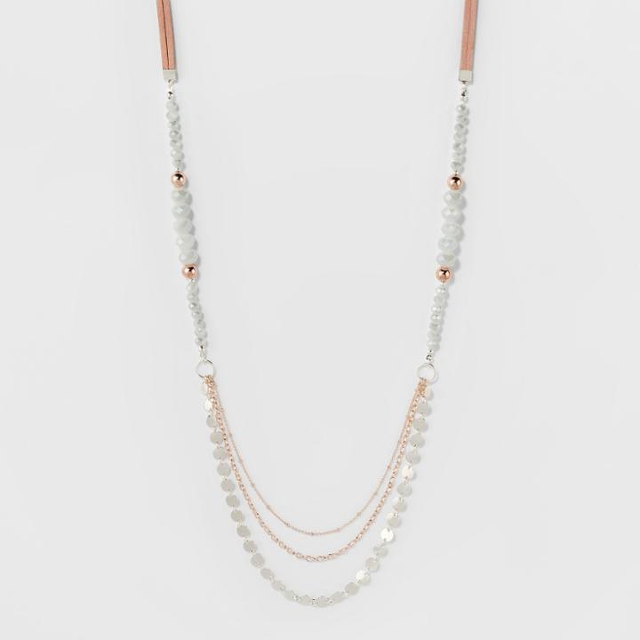 Suede, Glitzys & 3 Chains Long Necklace - A New Day,