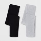 Girls' Adaptive 2pk Leggings - Cat & Jack Black/heather Gray L, Size: