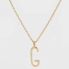 Gold Over Silver Plated Cubic Zirconia 'g' Initial Pendant Necklace - A New Day Gold