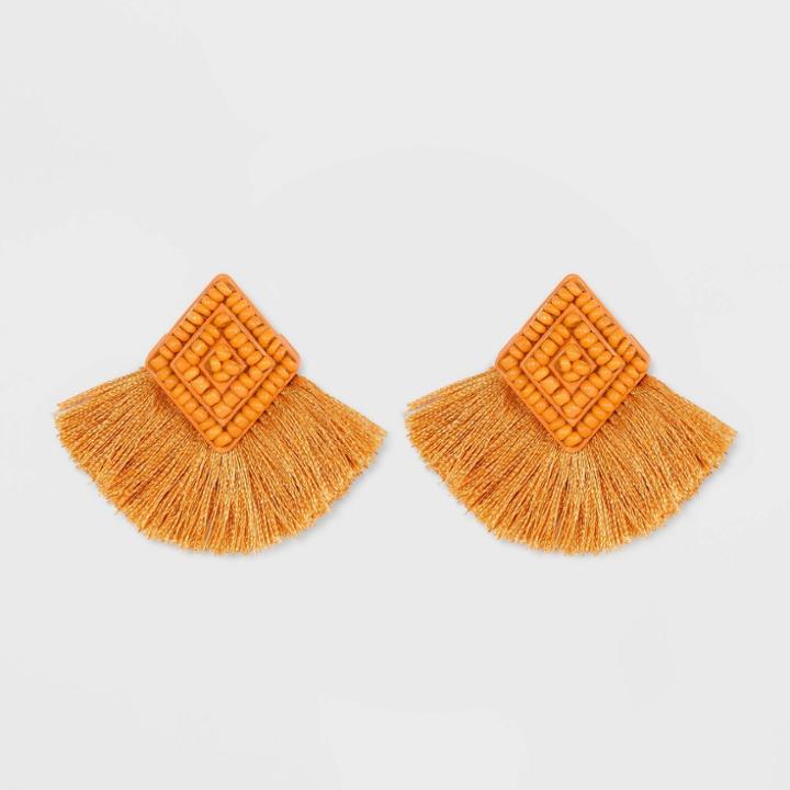 Sugarfix By Baublebar Fringe Stud Earrings With Beads - Orange, Women's