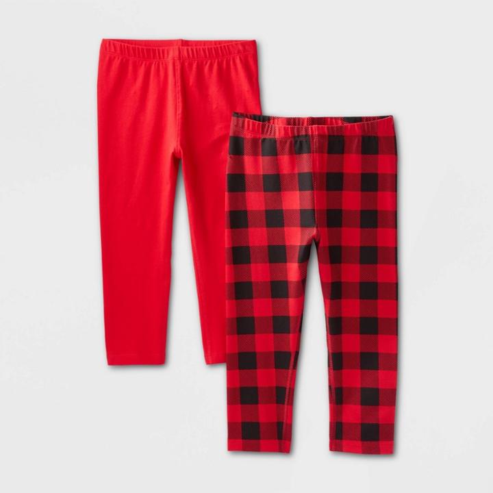Girls' 2pk Adaptive Capri Leggings - Cat & Jack Red