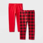 Girls' 2pk Adaptive Capri Leggings - Cat & Jack Red