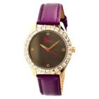 Women's Boum Chic Watch With Mirrored Dial And Crystal Surrounded Bezel-purple, Purple
