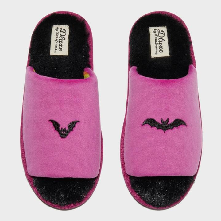 Women's Dluxe By Dearfoams Halloween Bat Slippers - Purple