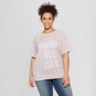 Women's Plus Size Rose All Day Short Sleeve French Terry Graphic Sweatshirt - Grayson Threads