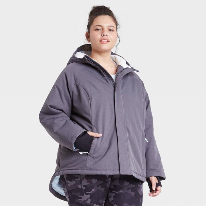 Women's Plus Size Cold Weather Softshell Jacket - All In Motion Dark Gray