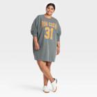 Grayson Threads Women's Plus Size Boo Crew Long Sleeve Graphic Sweatshirt Dress - Gray
