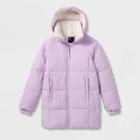 Girls' Mid-length Puffer Jacket - All In Motion Purple