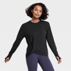 Women's Super Soft Twist-front Crewneck Pullover Sweatshirt - All In Motion Black