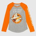 Girls' Ghostbusters 'i Ain't Afraid Of No Ghost' Flip Sequin Raglan Sleeve Graphic T-shirt - Gray