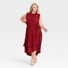 Women's Plus Size Sleeveless Ruffle Dress - Who What Wear Red