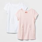 Toddler Girls' Adaptive 2pk Short Sleeve G-tube Access T-shirt - Cat & Jack White/pink