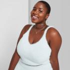 Women's Plus Size Fuzzy Cropped Sweater Knit Tank Top - Wild Fable Aqua