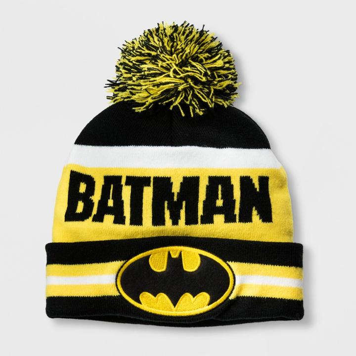Boys' Dc Comics Batman Cuffed Pom Beanie - Black