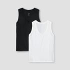 Women's Plus Size Slim Fit 2pk Bundle Tank Top - A New Day Black/white