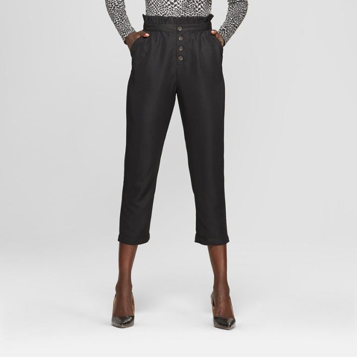 Women's Relaxed Button Front Ankle Trouser - Who What Wear Black